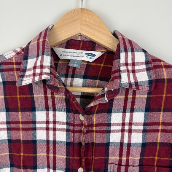 Old Navy Women's Plaid Flannel Button-Down Boyfriend Shirt, Size M - Picture 3 of 5